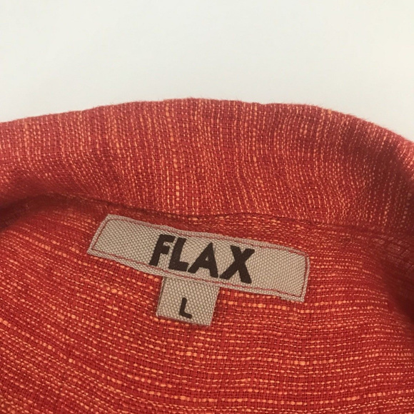 Flax Orange Linen Long Buttoned Top Sz- L - Picture 5 of 7
